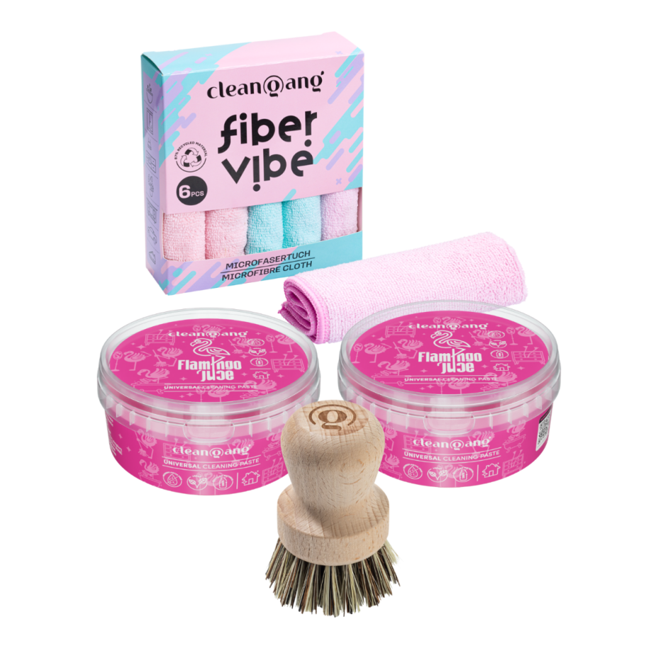 Flamingo Paste Set - mit Bürste & Allzwecktüchern
