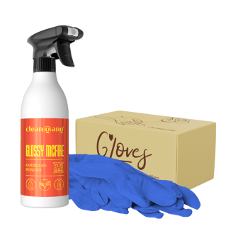 Kaminglas-Reiniger Set mit Schutzhandschuhen S