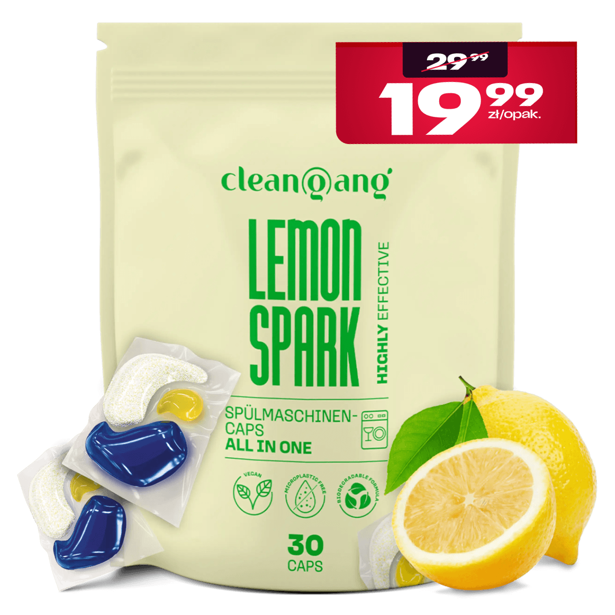 Lemon Spark Spülmaschinen Power-Tabs, 30 Stück