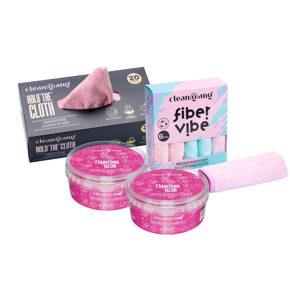 Flamingo Paste Set - mit Allzwecktüchern & Tuchbox